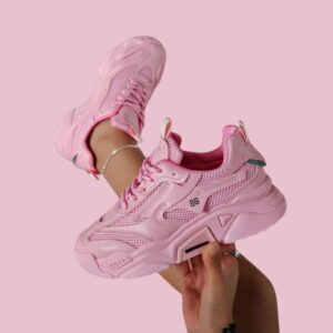 New Women’s Sports Shoes – Pink Thick Sole Mesh Sneakers