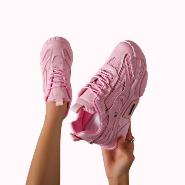 New Women’s Sports Shoes – Pink Thick Sole Mesh Sneakers