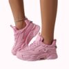 New Women’s Sports Shoes – Pink Thick Sole Mesh Sneakers